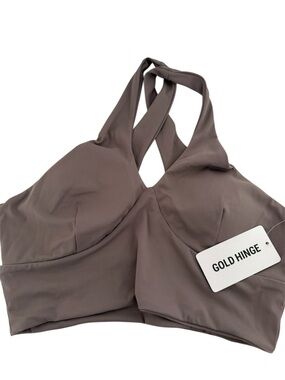Gold Hinge Women's Taupe Cross-Back Tank Bralette